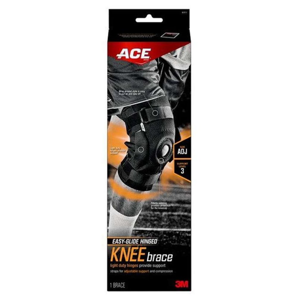 New in Box ACE Knee Brace, Stabilizer, Hinged on Sides, Neoprene Black, Sz Adult